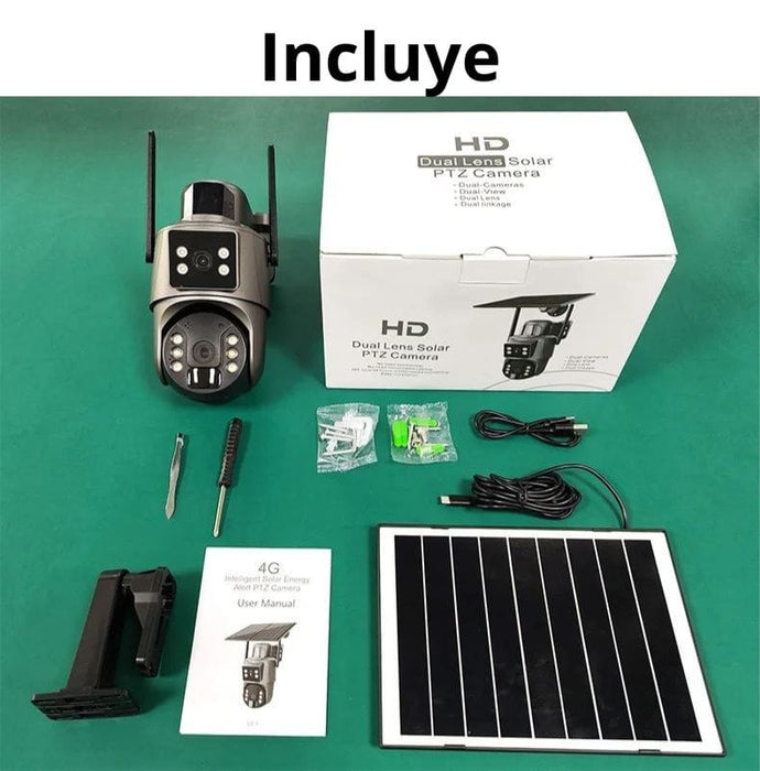Cámara Solar Inteligente 4G con Doble Lente y Audio Bidireccional (Gris)