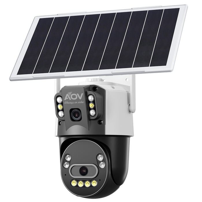 Cámara Solar WiFi Doble lente AOV Blanca