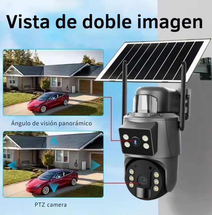 Cámara Solar Inteligente 4G con Doble Lente y Audio Bidireccional (Gris)