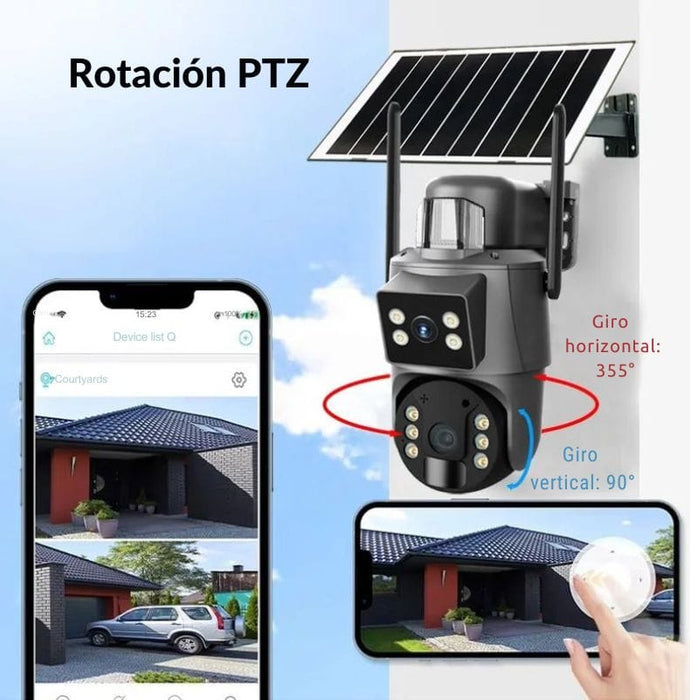 Cámara Solar Inteligente 4G con Doble Lente y Audio Bidireccional (Gris)