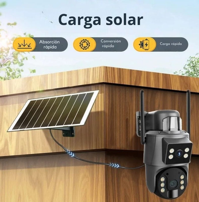 Cámara Solar Inteligente 4G con Doble Lente y Audio Bidireccional (Gris)