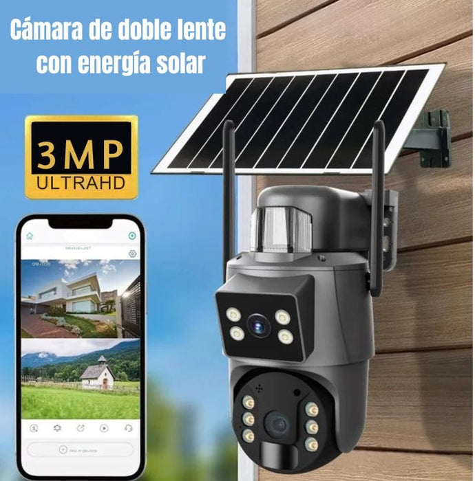 Cámara Solar Inteligente 4G con Doble Lente y Audio Bidireccional (Gris)