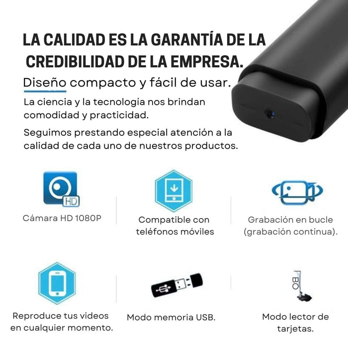 Mini Cámara de Vigilancia USB 1080P con Audio Integrado