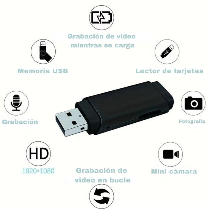 Mini Cámara de Vigilancia USB 1080P con Audio Integrado