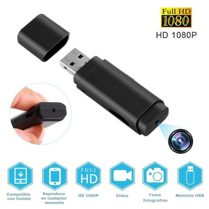 Mini Cámara de Vigilancia USB 1080P con Audio Integrado