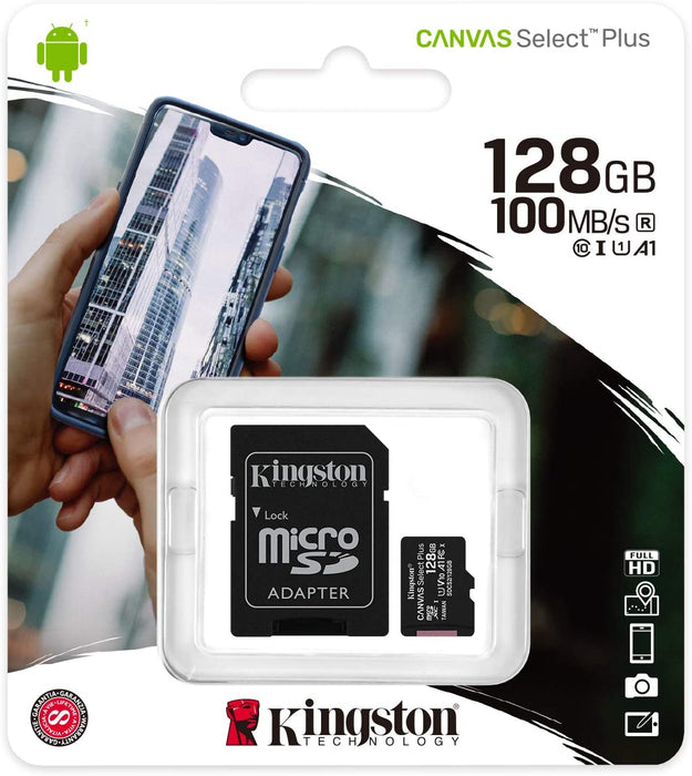 Memoria microSD de 128GB clase 10 100MB/S KingSton